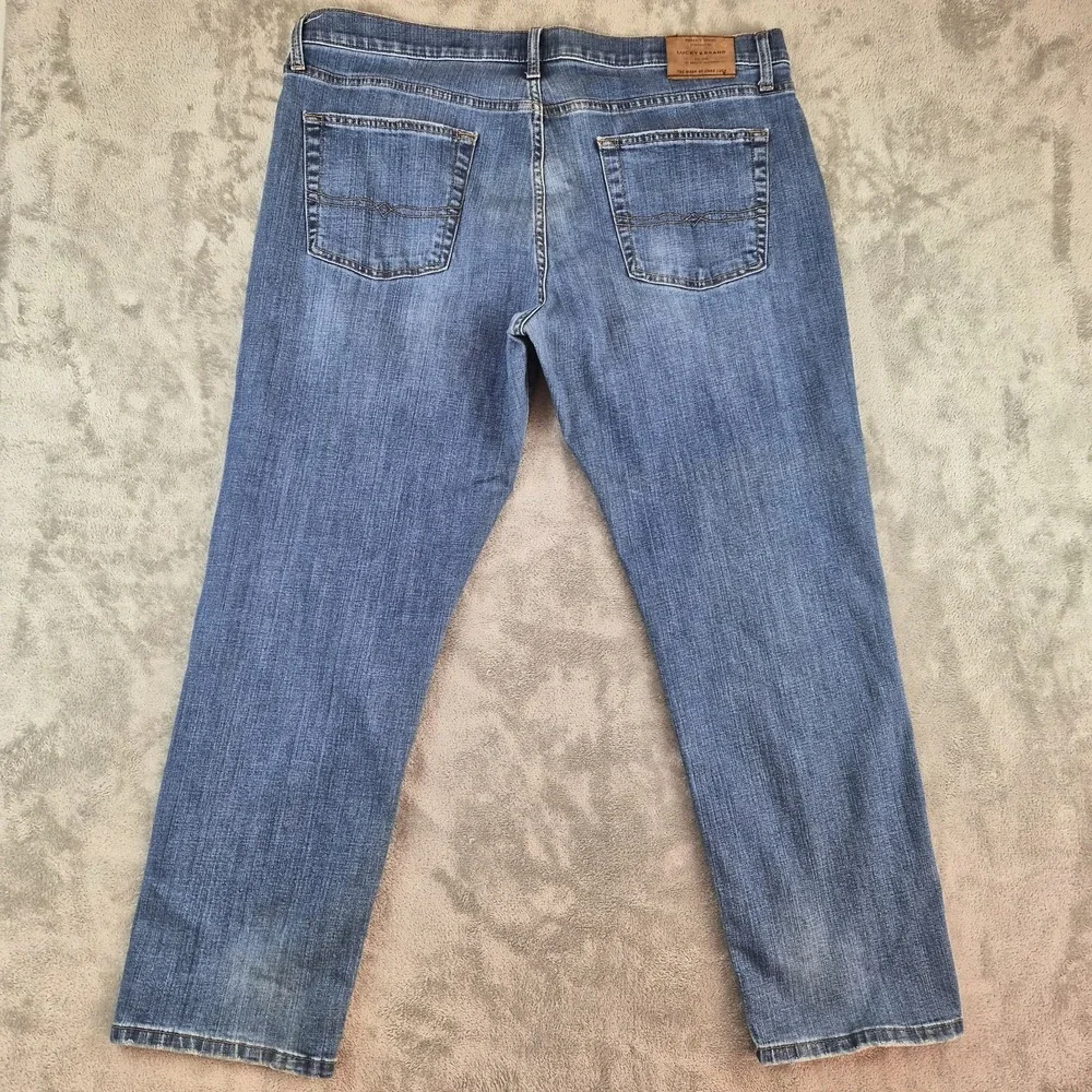 Lucky Brand 221 Straight Jeans Mens 40x30 Blue Denim Classic Fit Stretch